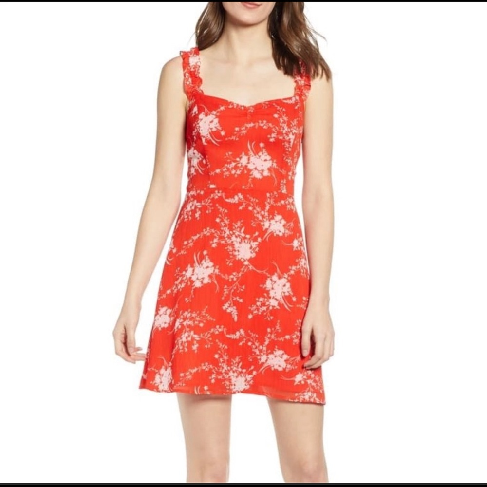 All In Favor Red & White Flower Print Dress - size S, worn once!